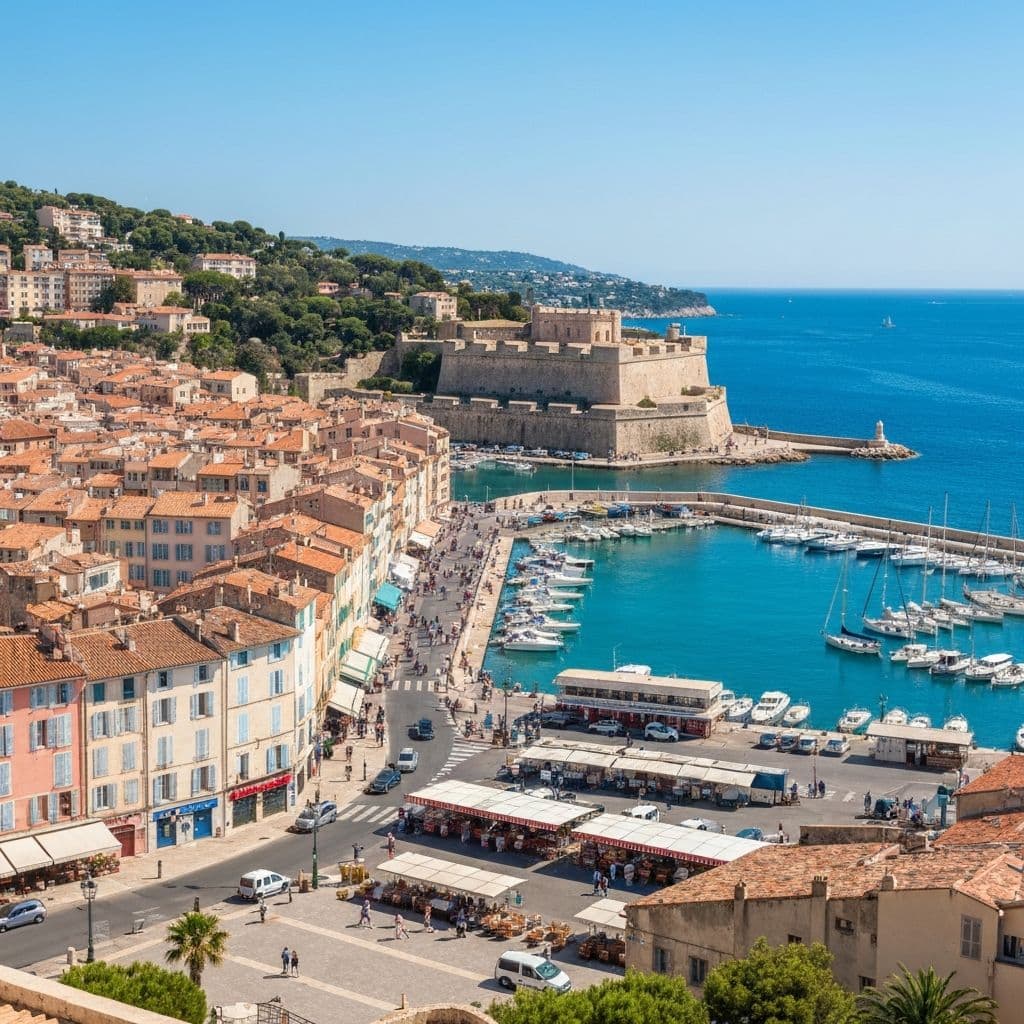 Vue du Vieil Antibes et du port
